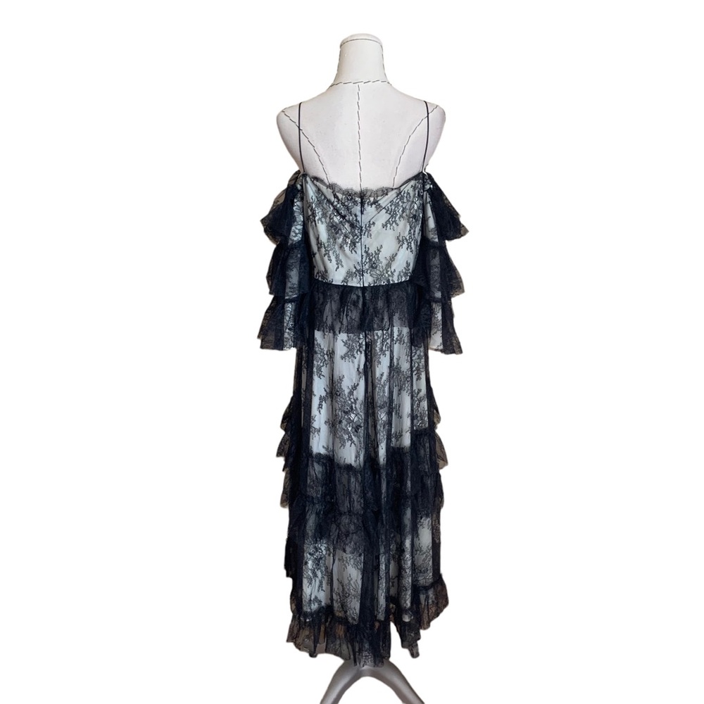 Lovely Alexa Chung Black Lace Tiered Off Shoulder Dress US 12 Party Wedding - Picture 5 of 10
